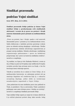 Sindikat pravosuđa podržao Vojni sindikat