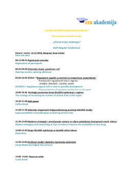 &bdquo;Izazovi u kliničkim ispitivanjima lekova &ldquo; &Scaron;esta redovna konferencija