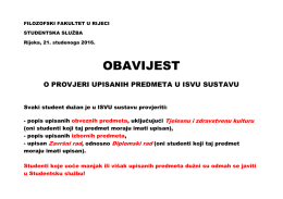 obavijest o provjeri upisanih predmeta