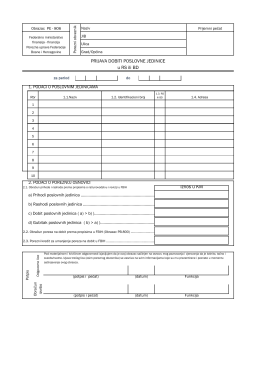 PRIJAVA DOBITI POSLOVNE JEDINICE u RS ili BD Iznos u KM