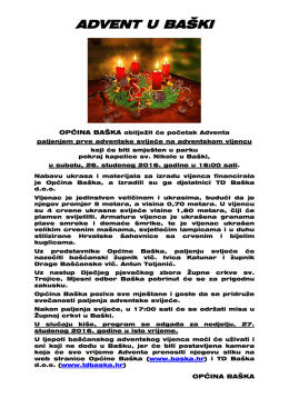 Obavijest &ndash; Advent u Ba&scaron;ki