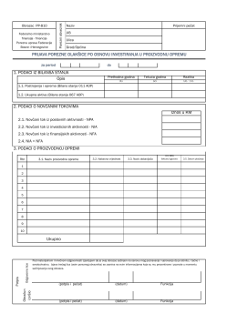 1. PODACI IZ BILANSA STANJA 2. PODACI O NOVČANIM