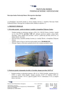 Predmet prodaje - Razvojna banka FBiH
