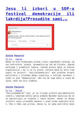 Jesu li izbori u SDP-u festival demokracije ili lakrdija