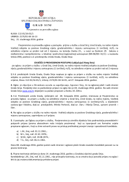 Izvješće o provedenom postupku, uključujući Rang listu.