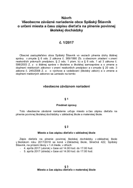 VZN o určení miesta a času zápisu dieťaťa do