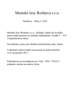 Mestsk&eacute; lesy Rožňava s.r.o.
