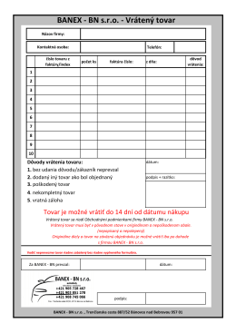 Formul&aacute;r na vr&aacute;tenie tovaru