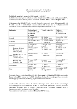 Organizácia školského roka 2016/2017 a termíny prázdnin