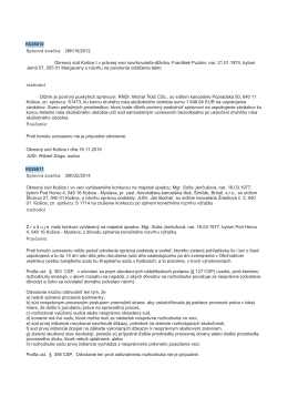 K026610 Spisová znaćka: 26K/16/2012 Okresnę súd Koşice