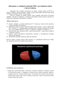 Informácia o výsledkoch cieleného ŠZD v prevádzkach solárií v