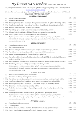 Denn&eacute; menu - Re&scaron;taur&aacute;cia Trenčan