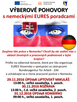 VÝBEROVÉ POHOVORY s nemeckými EURES poradcami