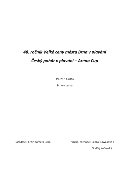 48. ročník Velké ceny města Brna v plavání Český pohár