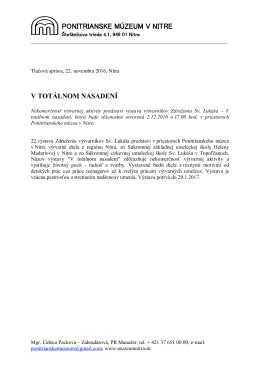 Tlačová správa - Ponitrianske muzeum v Nitre