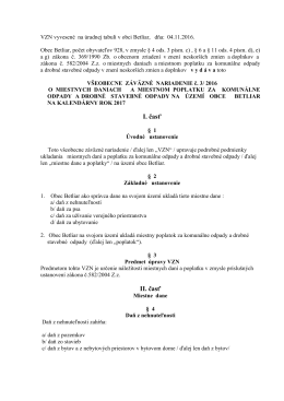 Návrh VZN č. 3/2016 o miestnych daniach a
