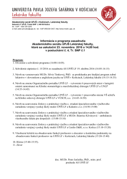 Zasadnutie Akademického senátu Lekárskej fakulty UPJŠ