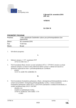 14790/16 icb/kn 1 DGB 1. Schválenie programu I. 2. Súhrnný