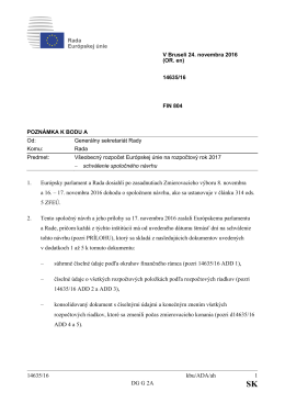 14635/16 kbu/ADA/ah 1 DG G 2A 1. Eur&oacute;psky parlament a Rada