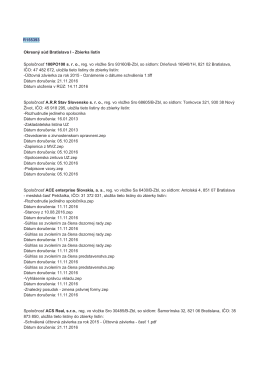 Spoloćnosť ACS Real, sro, reg. vo vlożke Sro 30485/B.Zbl