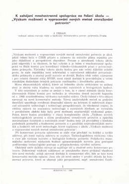 ,,Vfzkum moZnostl o vyprocov6ni novfch metod zmroZov6ni potrovin"