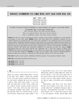 컴퓨터보조 인지재활훈련이 초기 뇌졸중 환자의 시지각 기능과 인지에