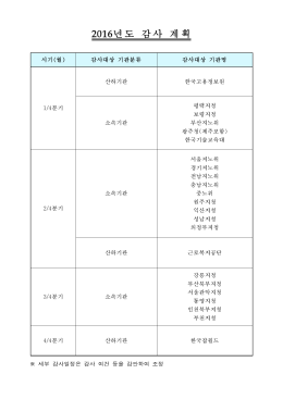2016년도 감사 계획