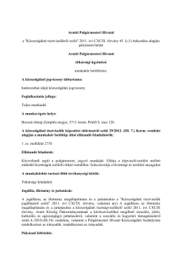 Arnóti Polgármesteri Hivatal hirdetmény