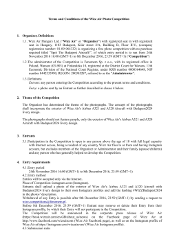 Terms and Conditions of the Wizz Air Photo Competition