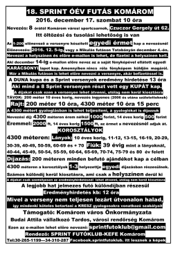 18. SPRINT &Oacute;&Eacute;V FUT&Aacute;S KOM&Aacute;ROM