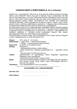 VÁNDORTÁBOR A ZEMPLÉNBEN (5. és 8. évfolyam)