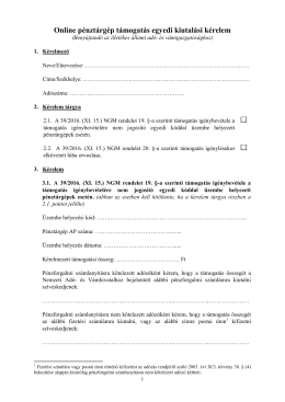 Online pénztárgép támogatás egyedi kiutalási kérelem