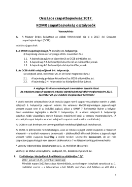 Versenykiírás - Magyar Bridzs Szövetség