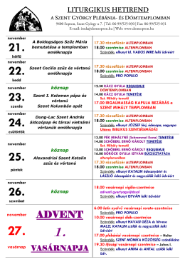 LITURGIKUS HETIREND