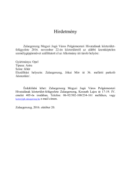 Zalaegerszeg Megyei Jog&uacute; V&aacute;ros Polg&aacute;rmesteri Hivatal&aacute;nak