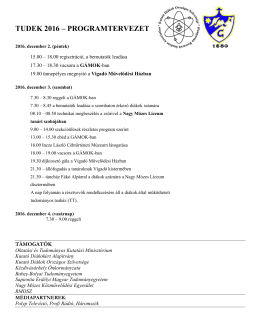 tudek 2016 &ndash; programtervezet