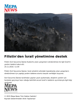 Filistin`den İsrail yönetimine destek