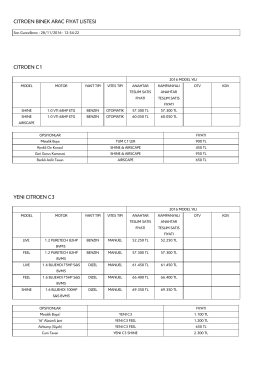 cıtroen bınek arac fıyat lıstesı