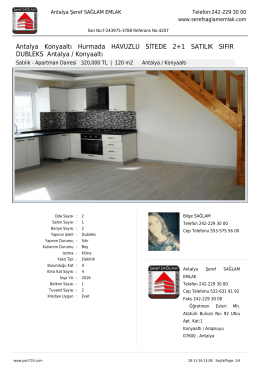 Antalya Konyaaltı Hurmada HAVUZLU SİTEDE 2+1 SATILIK SIFIR