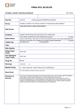 firma sicil bilgileri