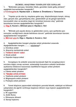 BİLİMSEL ARAŞTIRMA TEKNİKLERİ VİZE