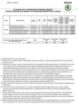 26 Kasım 2016 Fiyat Detay Listesi
