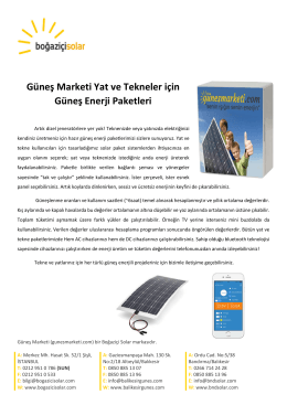 Yat ve Tekneler i&ccedil;in G&uuml;neş Enerjisi