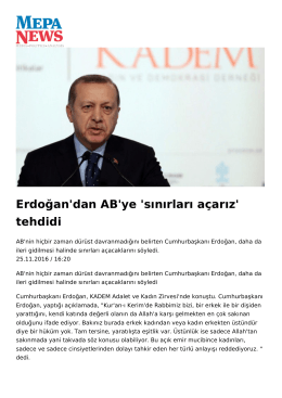 Erdoğan`dan AB`ye `sınırları a&ccedil;arız` tehdidi