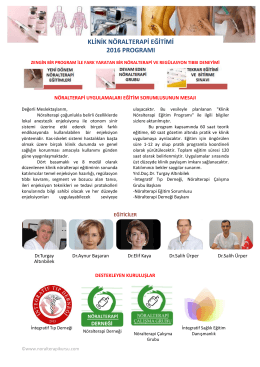 klinik nöralterapi eğitimi 2016 programı