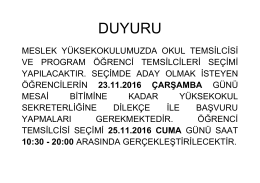 duyuru - Hacettepe Meslek Y&uuml;ksekokulu