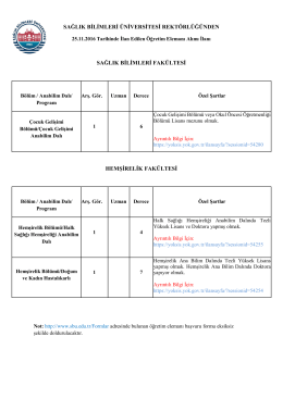 25.11.2016 tarihli &ouml;ğretim elemanı ilanı
