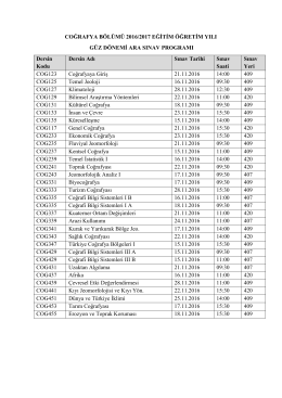 COĞRAFYA BÖLÜMÜ 2016/2017 EĞİTİM ÖĞRETİM YILI GÜZ