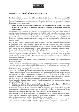 OTOMOTİV SEKTÖRÜNDE GELİŞMELER