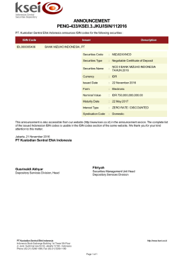 ANNOUNCEMENT PENG-433/KSEI.3.JKU/ISIN/112016